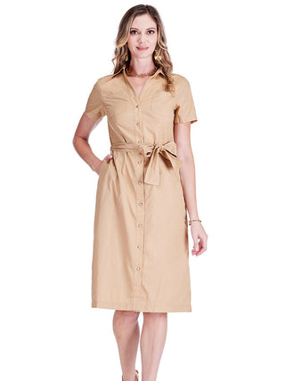 Khaki Midi Shirtdress