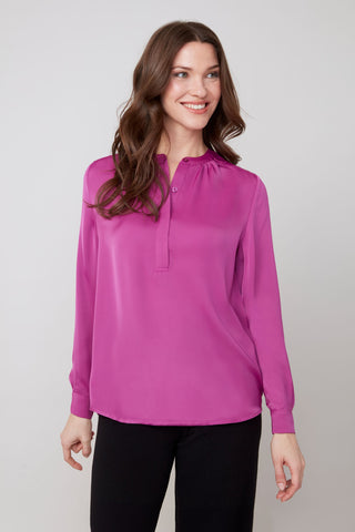 L/S Woven Blouse - Plum
