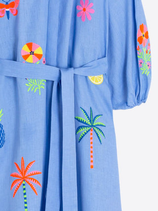 Blue Dress with Embroidery