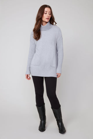 Front Pocket Knit Sweater - Heather