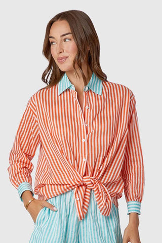 Boyfriend Shirt- Salmon Stripe