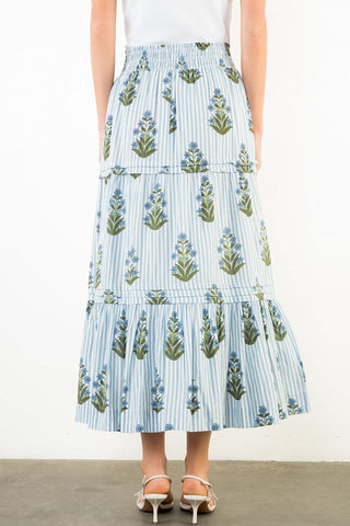 Floral Striped Maxi Skirt
