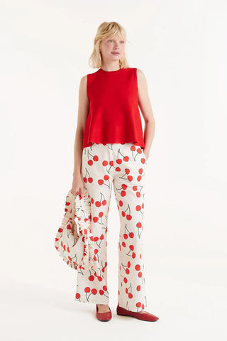 Sleeveless Knit Top-Red