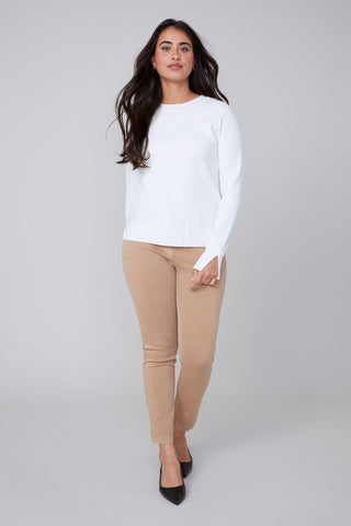 Front Seam Knit Sweater - Crème