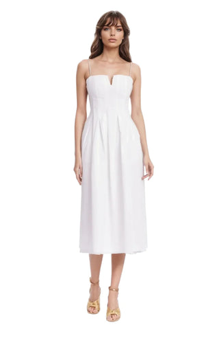 Pleated Poplin Dress - White