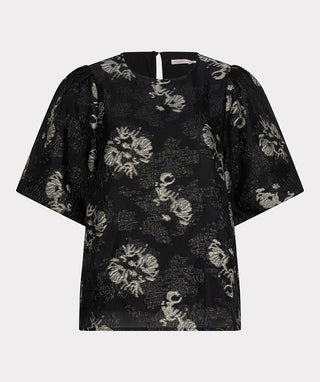 Jacquard Puff Slv Top