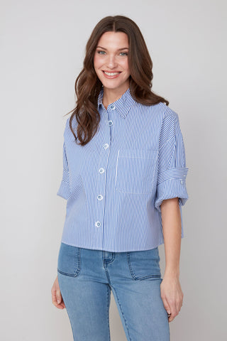 Striped Button Down - Blue/White