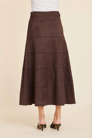 A-Line Faux Suede Skirt- Coffee