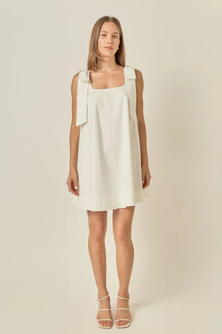 Bow Detail Mini Dress- White