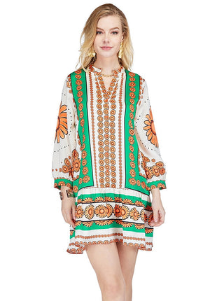 Scarf Flutter Hem Dress- Sunflower