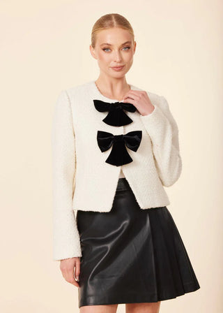 Velvet Bow Tweed Blazer