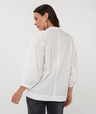 Pintuck Poplin Top- White
