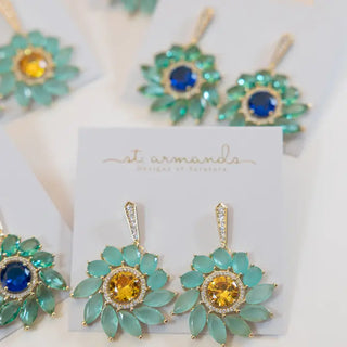 Soleil Bloom Crystal Drop Earrings