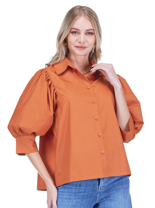 Burnt Orange Puff Sleeve Top