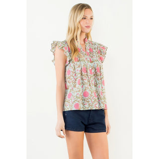 Flutter Slv. Floral Top