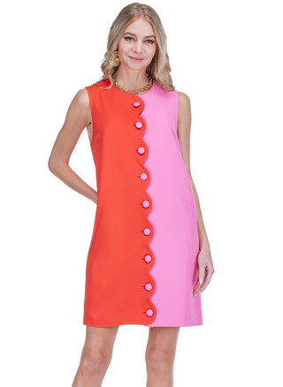 Red Scallop Contrast Dress