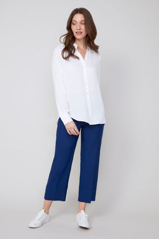 L/S Classic Woven Blouse - Crème