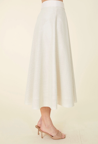 Vegan Leather Perforated Skirt - Creme