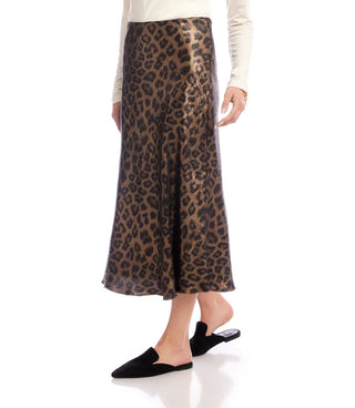 Leopard Bias Cut Midi Skirt