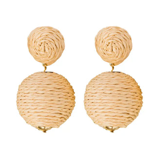 Natural Lido Pom Pom Earrings