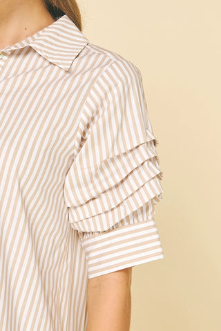 Khaki Striped Mini Dress