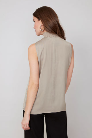 Sleeveless High Neck Blouse - Twig