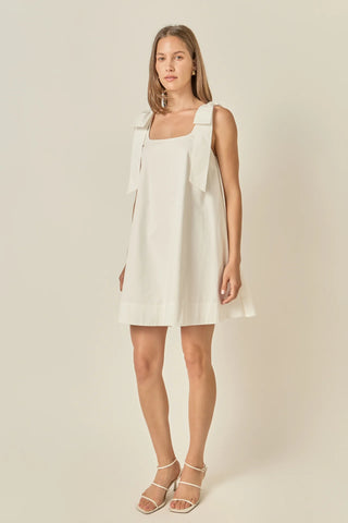 Bow Detail Mini Dress- White