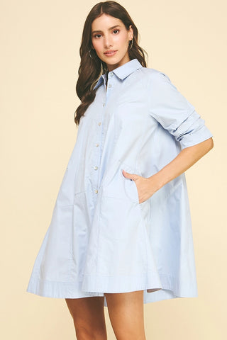 Light Blue Button Down Mini Dress