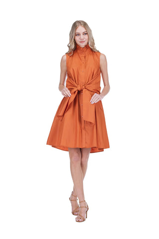 Burnt Orange Back Wrap Dress