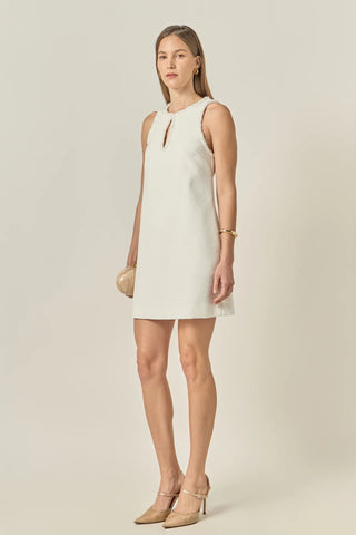 Textured Mini Dress- White
