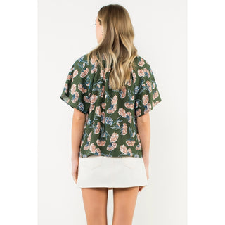 Green Flower S/S Top