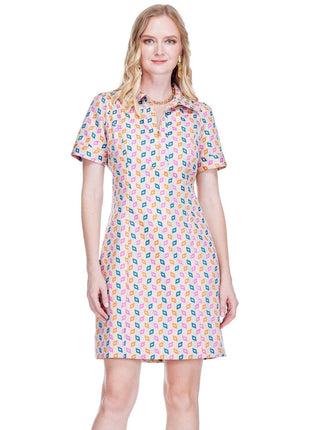 Diamond Pop Front Zip Dress