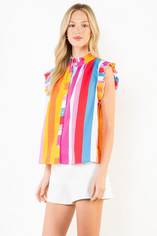 S/S Colorblocked Top- Multi