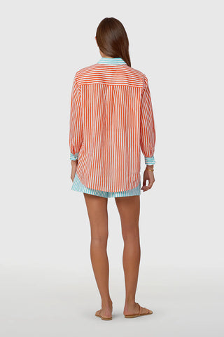 Boyfriend Shirt- Salmon Stripe