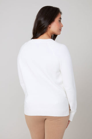 Front Seam Knit Sweater - Crème