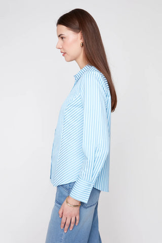 L/S Classic Stripe Button Down- Blue