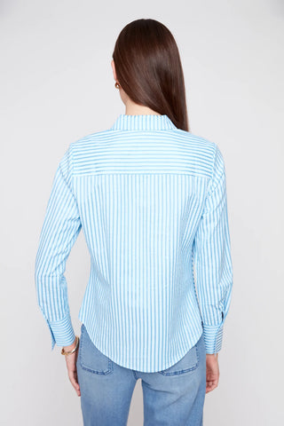 L/S Classic Stripe Button Down- Blue