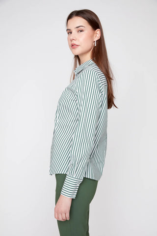 L/S Classic Stripe Button Down- Olive