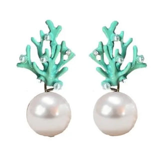 Pearl /Turquoise Coral Earrings