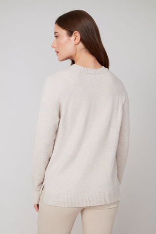 Front Seam Knit Sweater - Heather/Oyster
