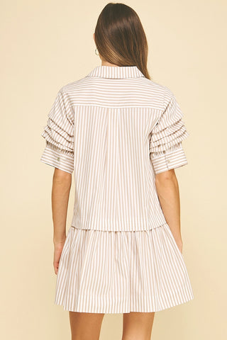 Khaki Striped Mini Dress