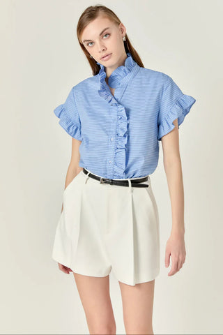 Pleated High Waist Shorts- Off White