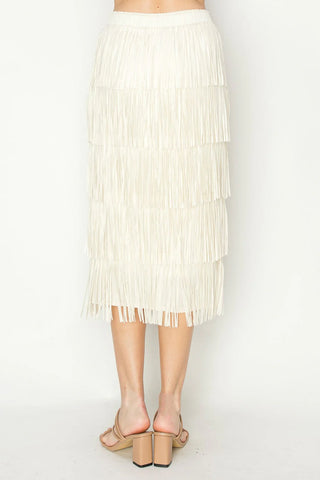 Jayleen Fringe Skirt - Cream