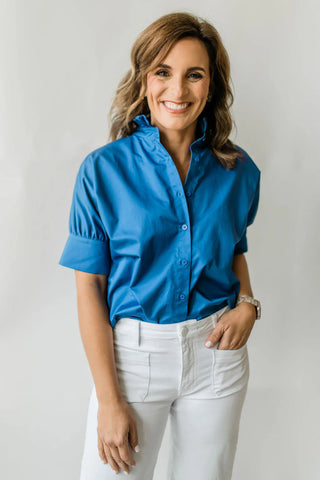 Bright Blue S/S Ruffle Shirt