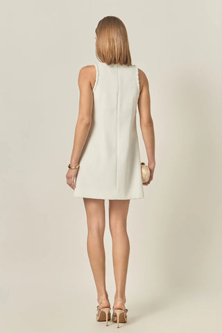 Textured Mini Dress- White