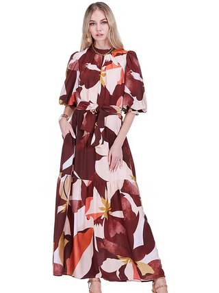 Pleated Neck Maxi Dress