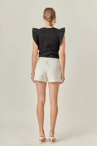 Black Knit Ruffled Top