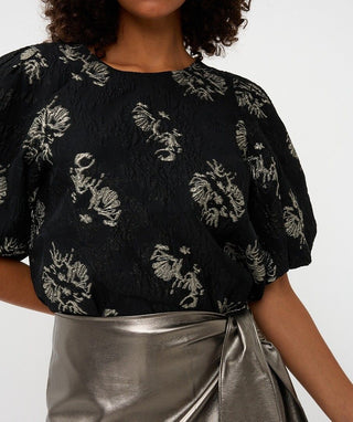 Jacquard Puff Slv Top