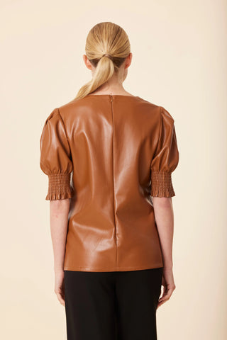 Crew Neck Leather Top