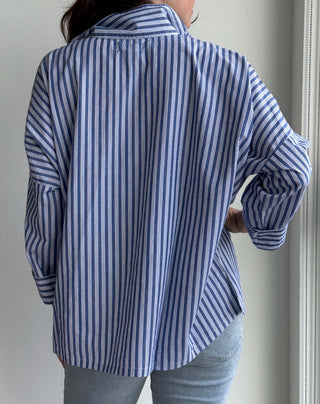 Emerson Top- Double Blue Stripe